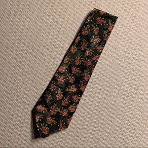 EUC or NWOT Tie: Golf-Themed Silk Soleil Tie, Black w Red Golf Bags